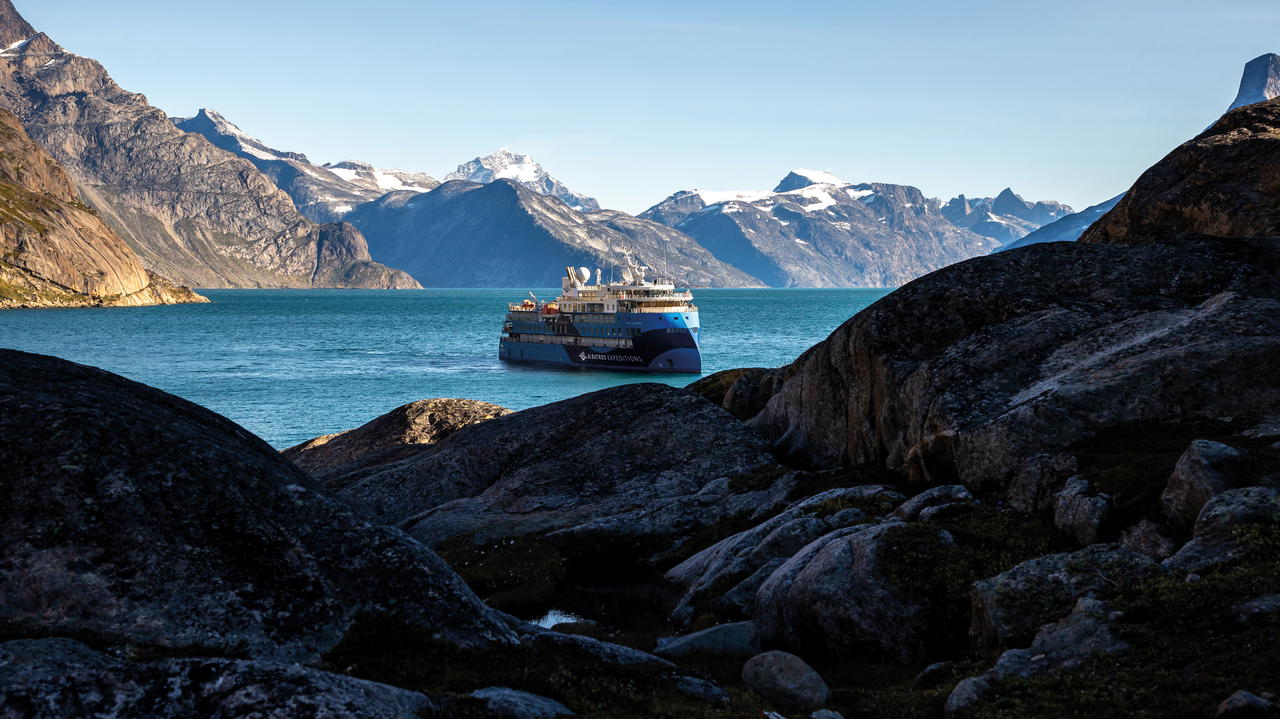 Sailing the fjords while aboard Ocean Albatros (Credit: Polar Latitudes Expeditions)