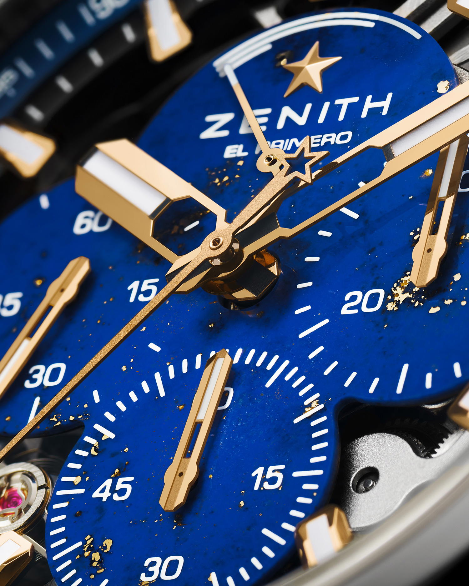 Each dial is scattered with shimmering pyrite inclusions, ensuring that no two pieces are ever alike (Credit: Zenith)