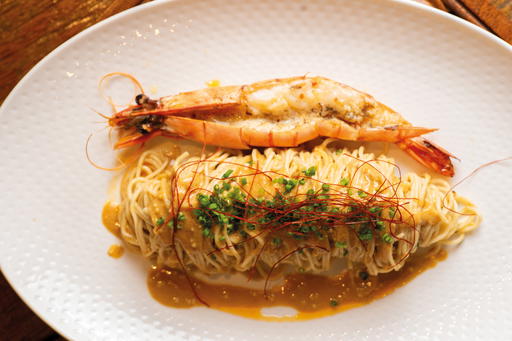 Grilled King Prawn With Handmade Noodles (Credit: Restaurant Cougar Lee)
