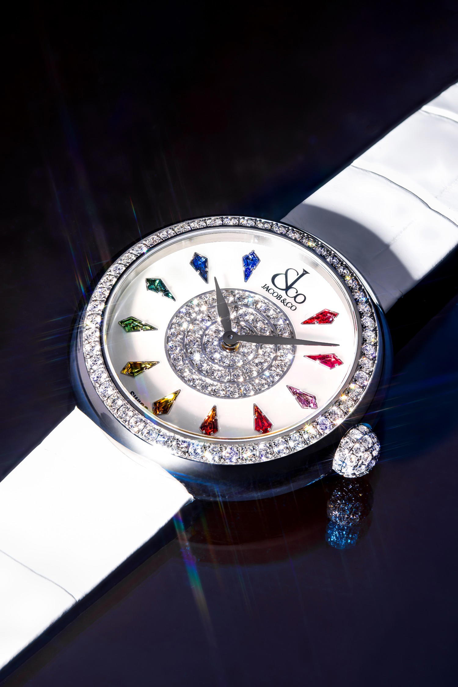 The Brilliant Multicoloured Sapphires in stainless steel with diamonds (Credit: Jacob & Co)