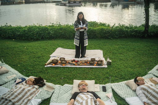 An outdoor sound bath by the river (Credit: The St. Regis Goa Resort)