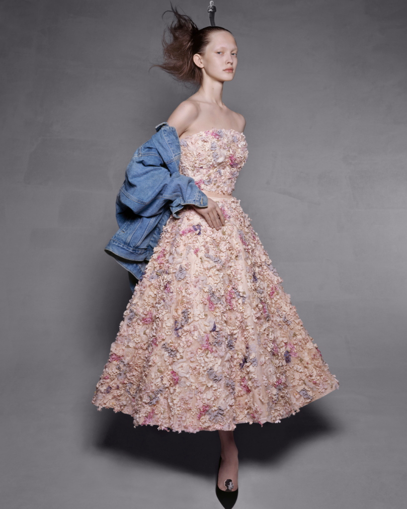 Christian Dior Miss Dior short evening dress embroidered with flowers. Haute Couture Spring-Summer 1949. Model: Viktoria Wirs. Dior Héritage collection, Paris (Credit: Concept and photography by Brigitte Niedermair)