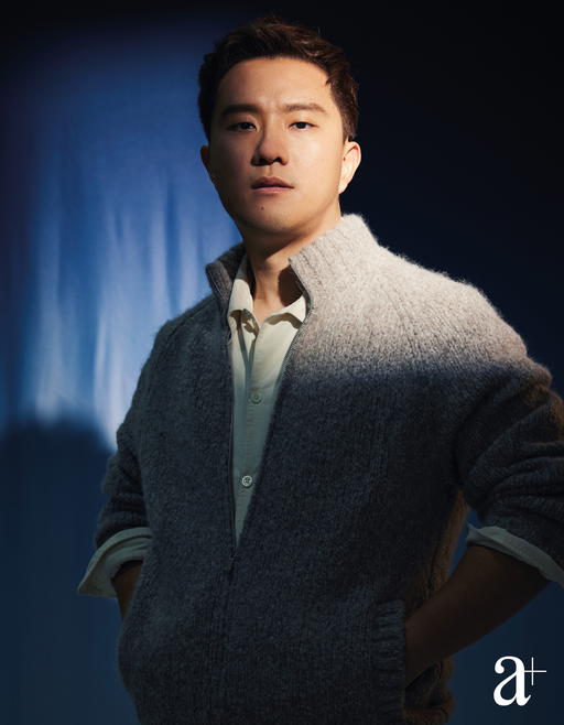 Cotton shirt and wool zipped sweater, both from Brunello Cucinelli (Credit: Mun Kong. )