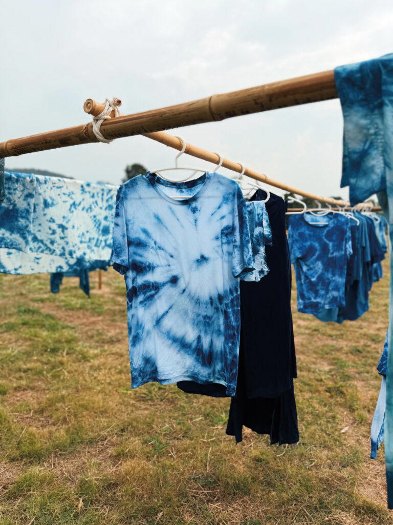Tie-dyed garments from an Indigo World workshop (Credit: Samantha Francis)