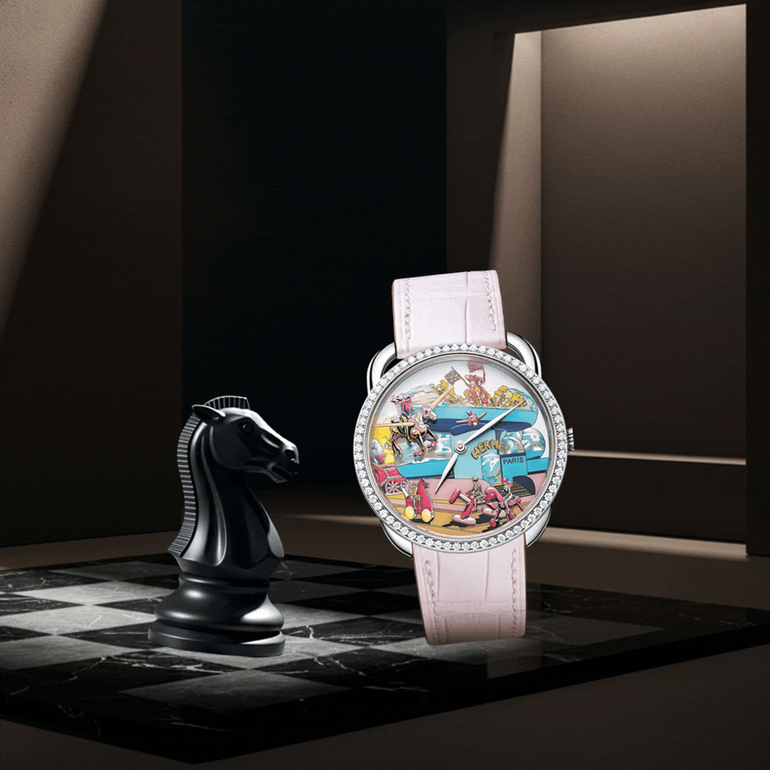 Arceau Hermès Locomotion in white gold, from Hermès