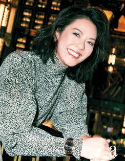 Code 11.59 by Audemars Piguet Selfwinding in pink gold from Audemars Piguet. Silk dress from Ferragamo (Credit: Joel Low. )