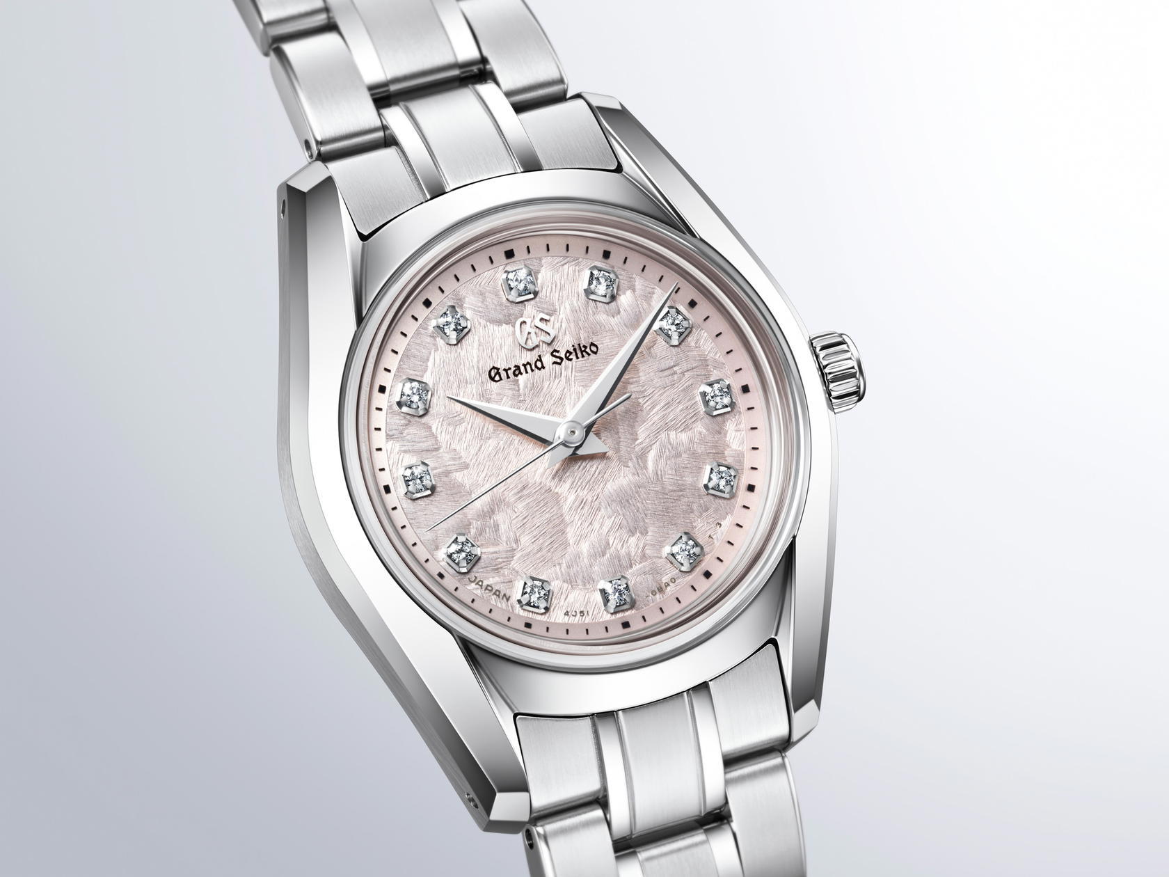 Grand Seiko’s STGF387 brings a brilliant shimmer with diamonds symmetrically arranged on its dial to catch the light (Credit: Grand Seiko)