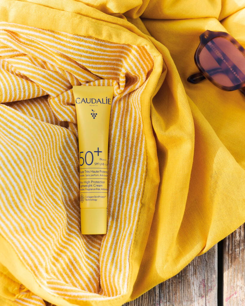 Ninety percent of its products, like Vinosun Very High Protection Lightweight Cream SPF50+ are recycled, recyclable, or refillable (Credit: Caudalie)