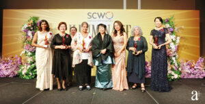 Shalini Arulanandam, Pauline Tan, Veronica Low, First Lady Jane Ittogi, Seow Yian San, Meira Chand, and Angelene Chan