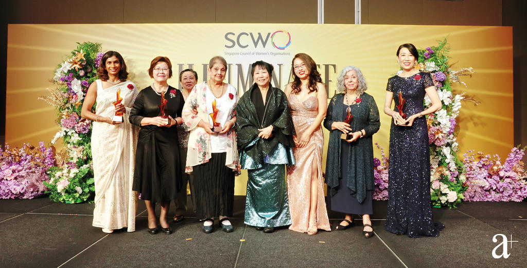 Shalini Arulanandam, Pauline Tan, Veronica Low, First Lady Jane Ittogi, Seow Yian San, Meira Chand, and Angelene Chan