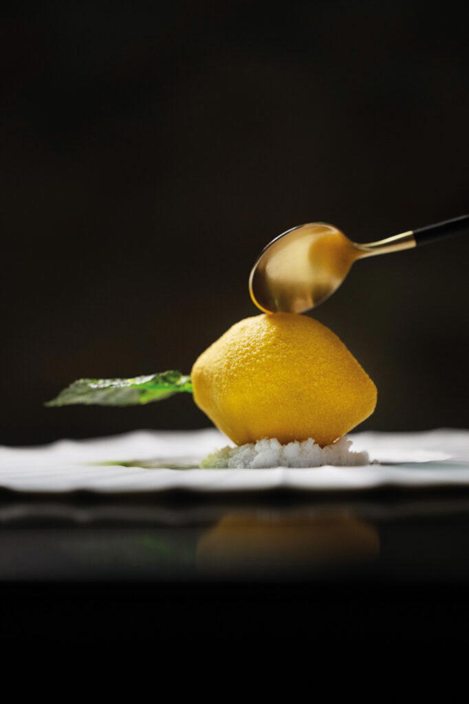 Michelin-starred Makris specialises in modern Greek cuisine (here and right) created with organic ingredients from the Makris farm (Credit: Makris)