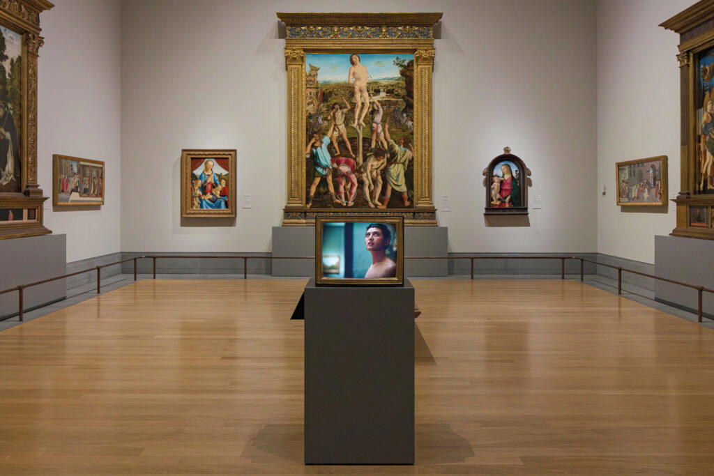 For Dance Of The Sun On The Water | Saltatio Solis In Aqua, Wong reinterpretes the story of Saint Sebastian (Credit: The National Gallery, London)