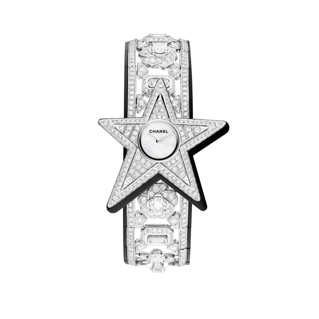 Imprimé Contrasté watch in white gold with diamonds and lacquer