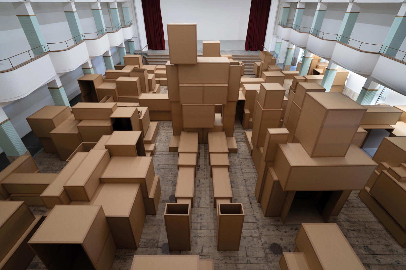 Cardboard, which features in ‘Innercity’, 2026, is a new material the British sculptor is working with (Credit: Antony Gormley)