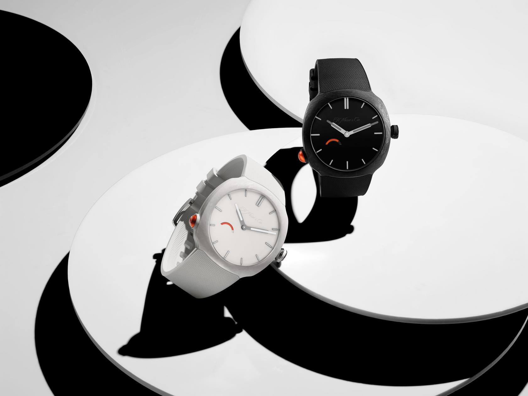 H. Moser & Cie.’s Streamliner “Pump” redefines winding through a button inspired by Reebok’s 1989 Pump system, pairing a re-engineered HMC 500 manual-wind movement with openworked bridges and a skeletonised rack (Credit: H. Moser & Cie)