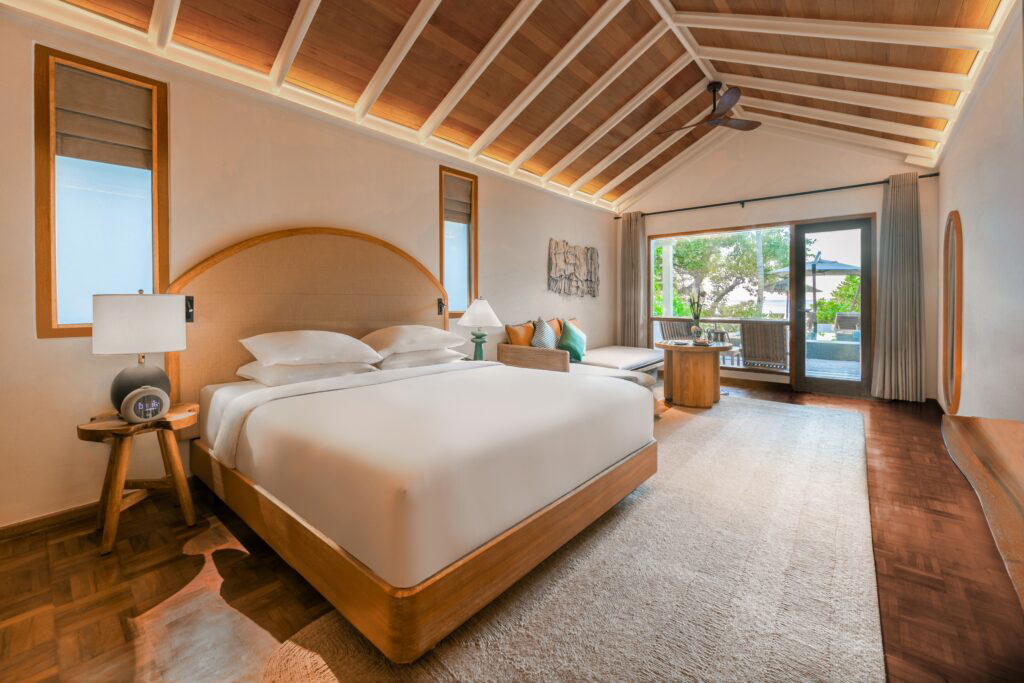 The Deluxe Sunset Villa With Pool comes with its own sundeck, with direct access to the beach (Credit: NH Collection Maldives Reethi Resort)