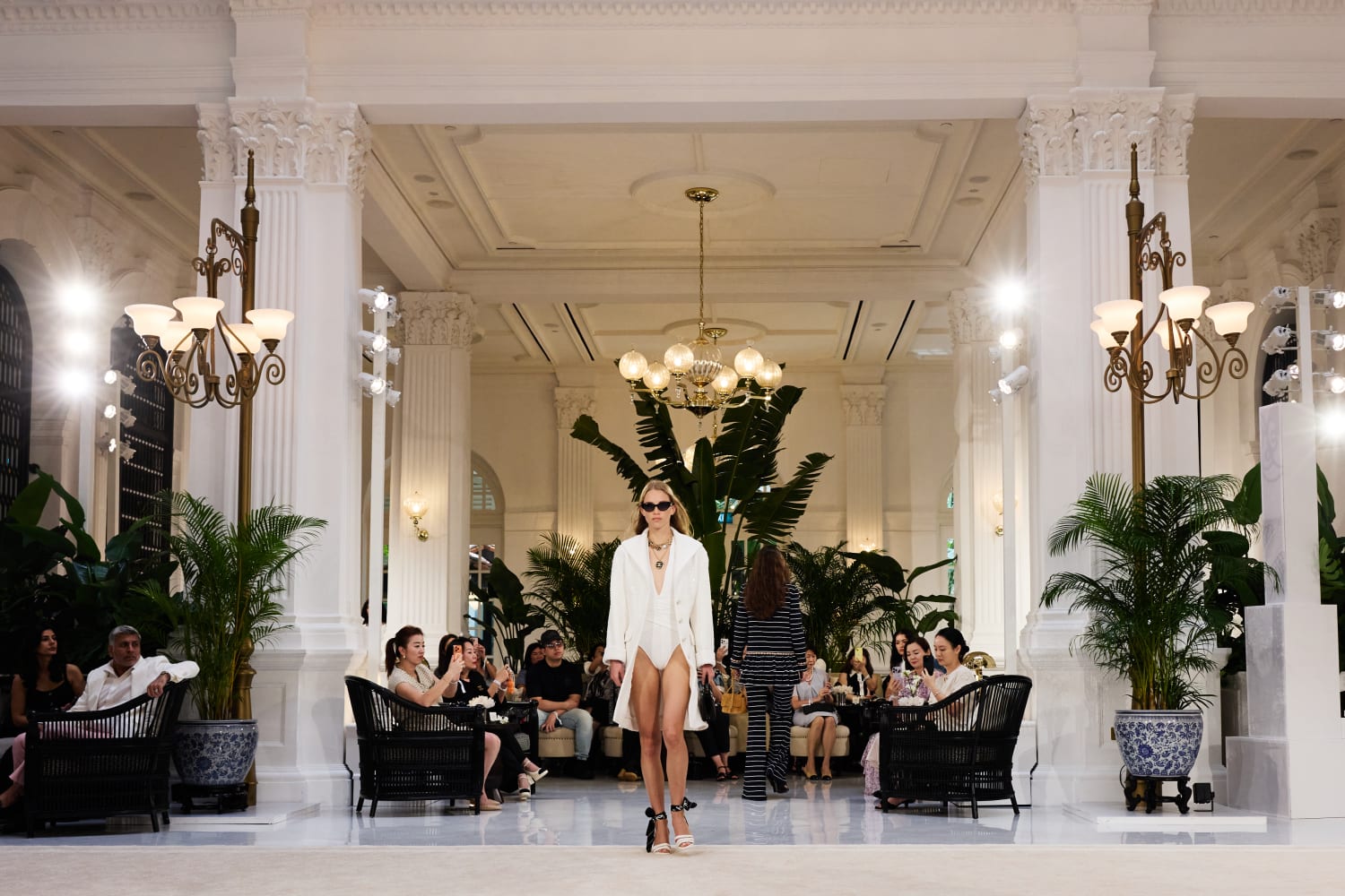 The Chanel Cruise 25/26 replica show at Raffles Hotel Singapore was a grand affair, drawing clients from across the region to the landmark event (Credit: Chanel)