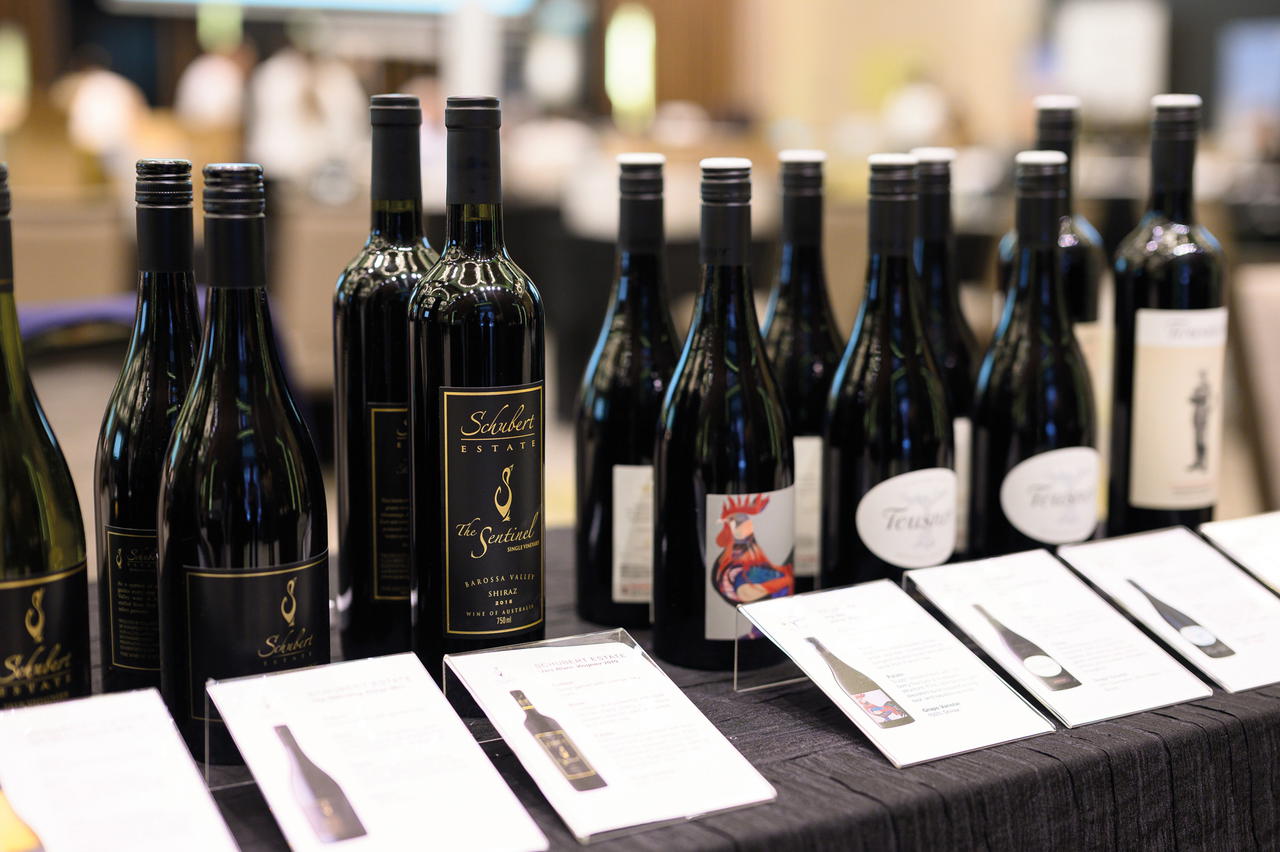 A line up of wines at a booth at Grape Escape 2025 (Credit: Sommelier Association of Singapore)