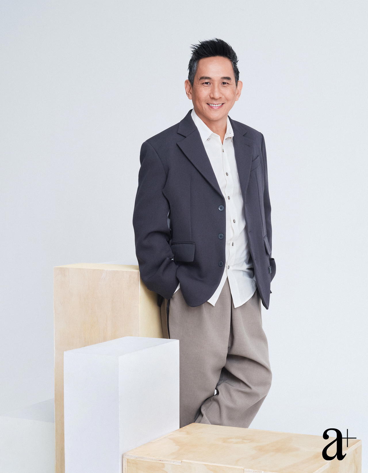 Cotton shirt & wool blazer, from Louis Vuitton. Trousers, Tay's own (Credit: Stefan Khoo. )