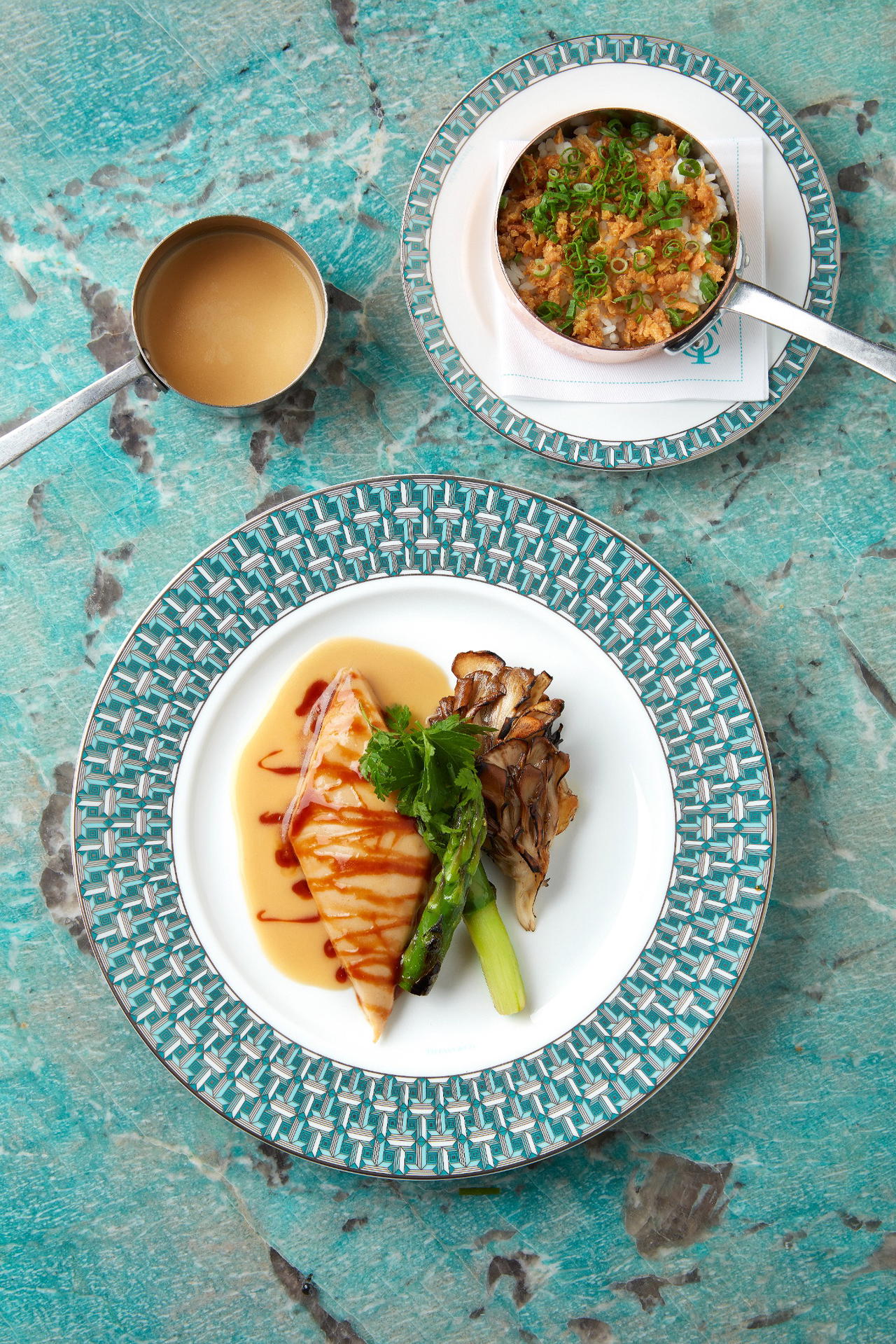 One standout is the Confit Yellow Chicken, Royer's interpretation of Singapore's unofficial national dish (Credit: Tiffany & Co)