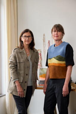 Sophie Delafontaine (left) with artist Caroline Hélain (Credit: Longchamp)