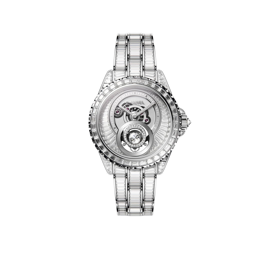 Nearly 40ct of diamonds converge on the J12 Diamonds Tourbillon Calibre 5 (Credit: Chanel)