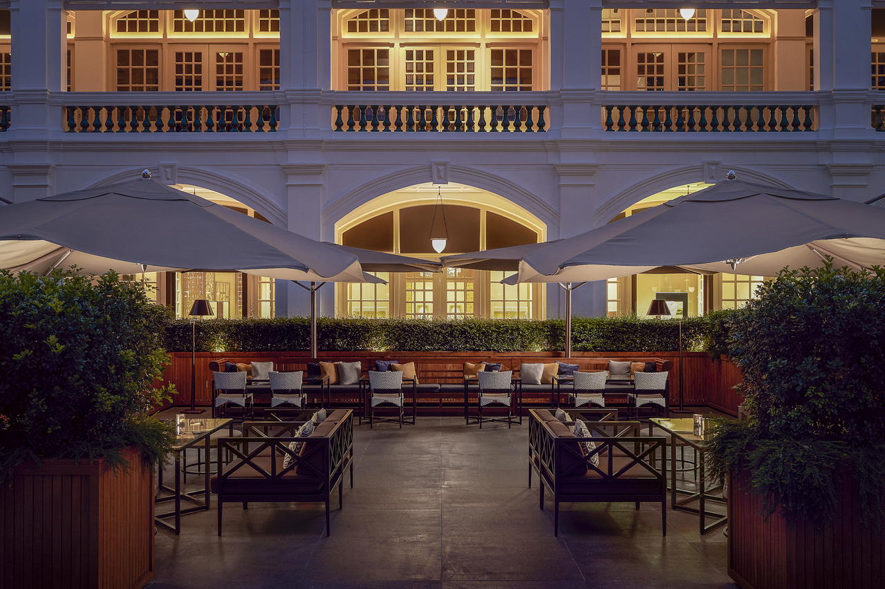 Raffles Courtyard is now also a pet-friendly alfresco dining destination (Credit: Raffles Hotel Singapore. )