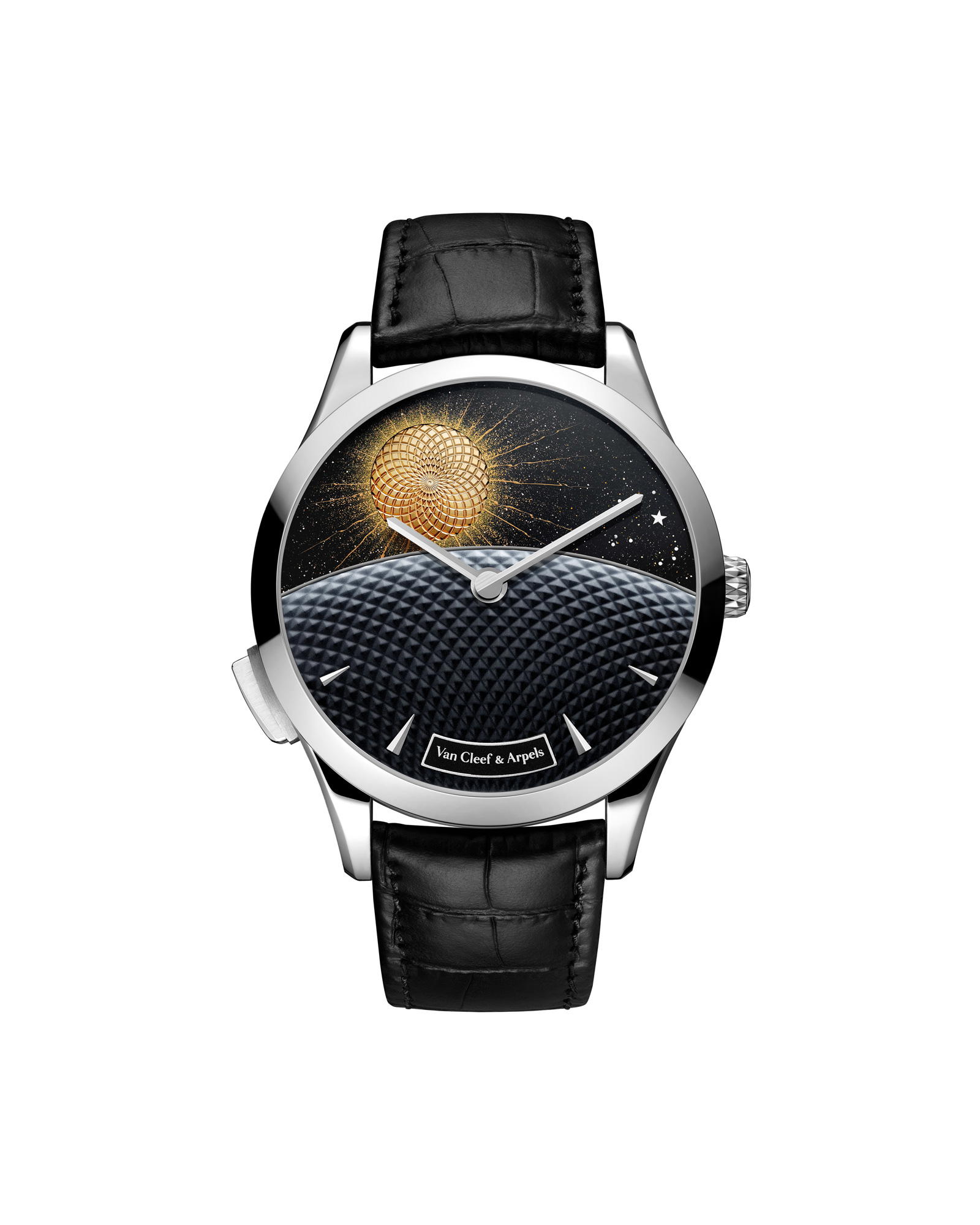 One watch with two sides: the heavens as seen from Earth on the front… (Credit: Van Cleef & Arpels)