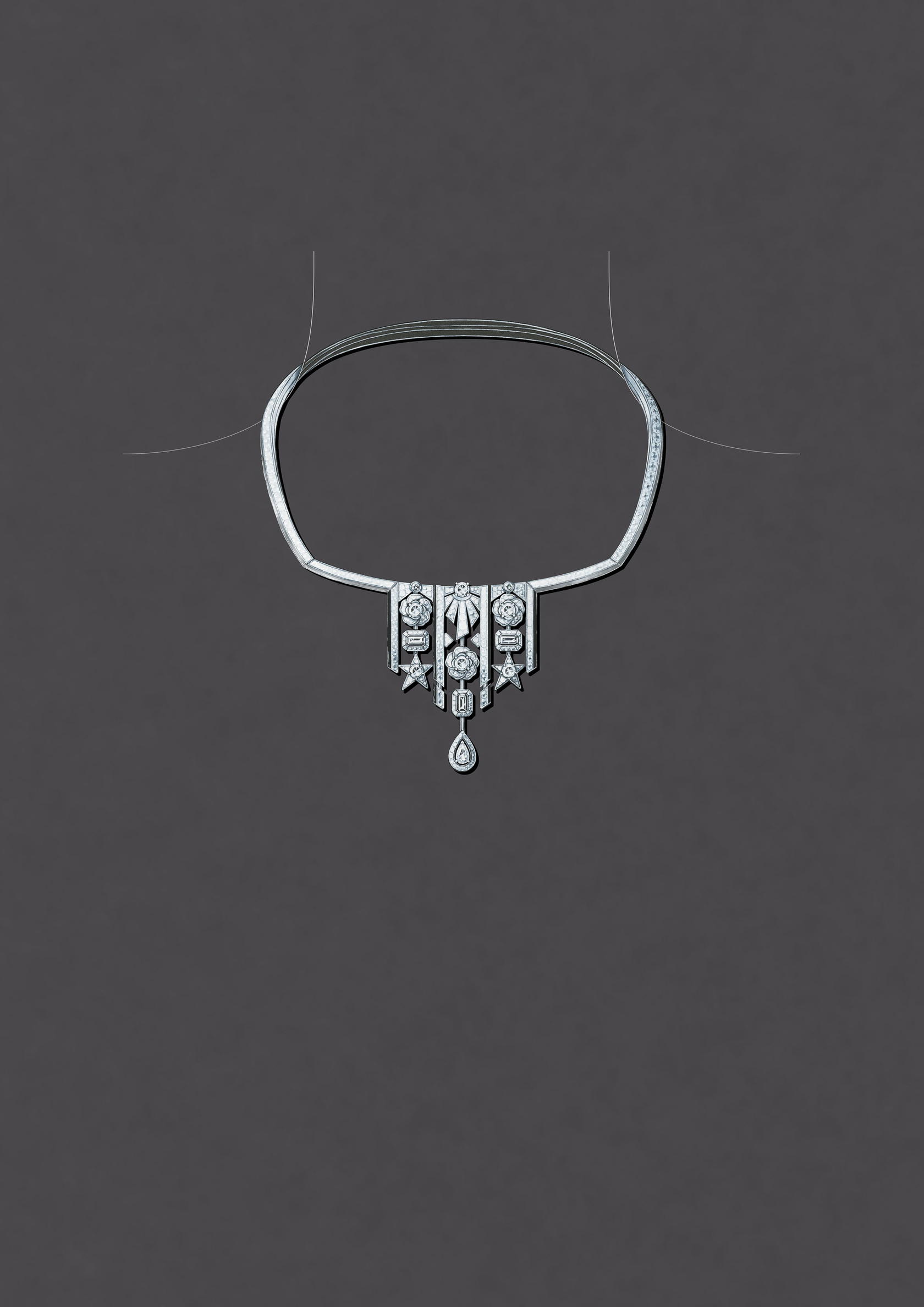 Chanel Imprimé noir et blanc necklace