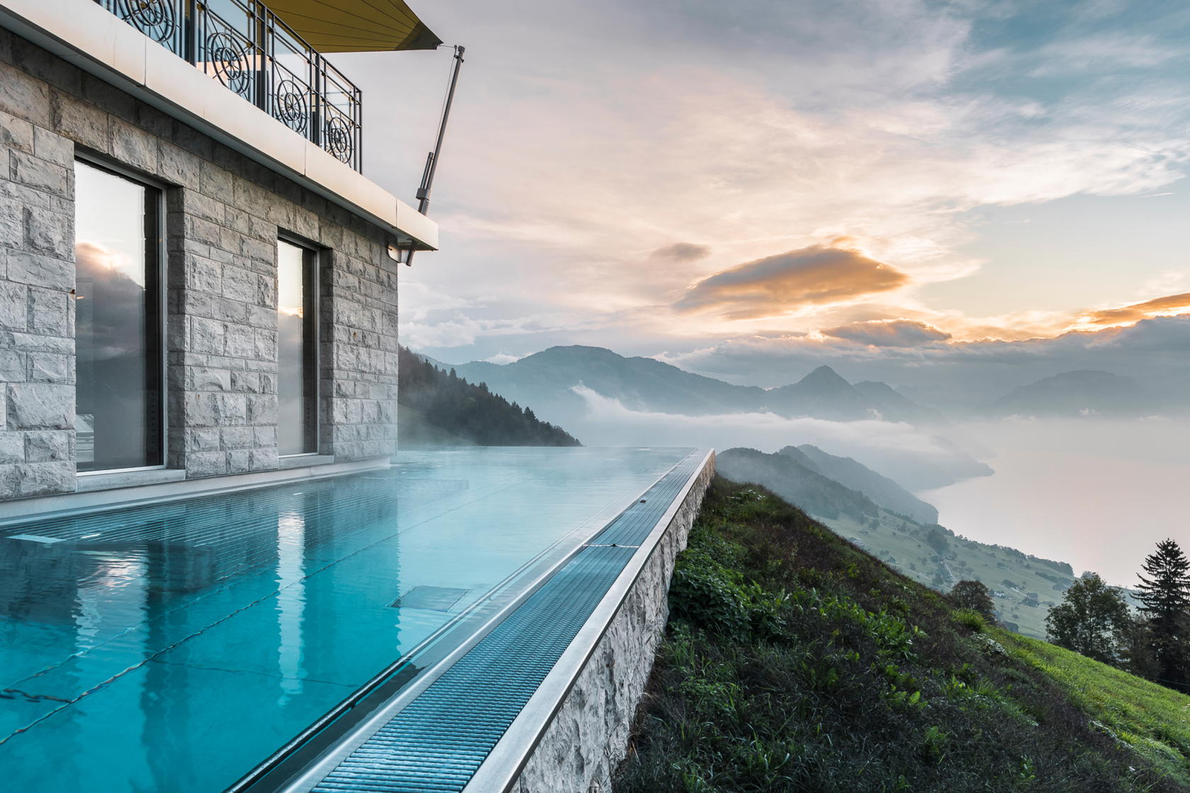 Hotel Villa Honegg is located 914m above sea level and overlooks Lake Lucerne (Credit: Small Luxury Hotels of the World)
