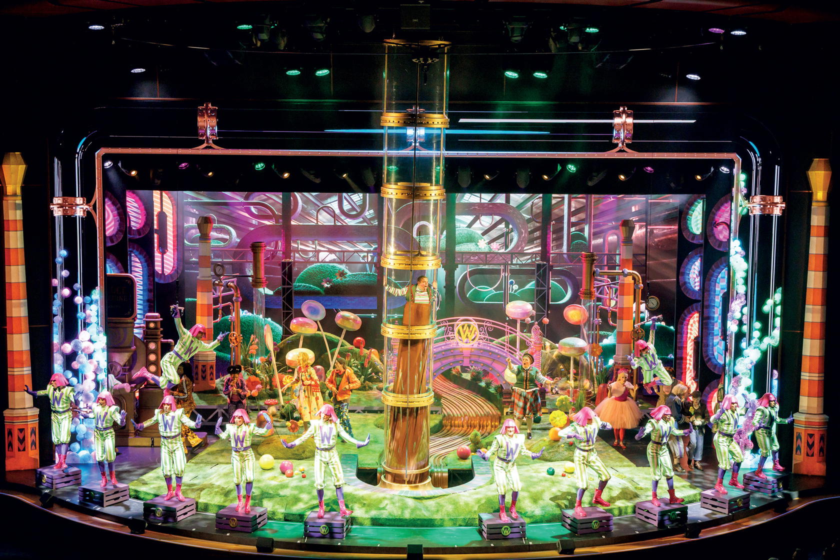 The colourful sets of Charlie and the Chocolate Factory transport audiences to a different world (Credit: Royal Caribbean)