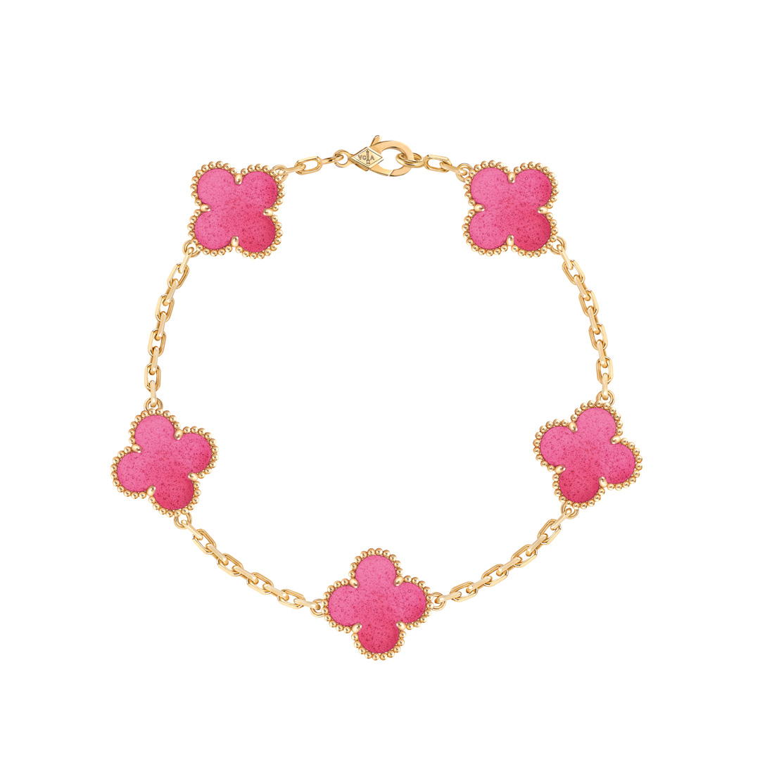Vintage Alhambra 10 motifs necklace in yellow gold with pink enamel (Credit: Van Cleef & Arpels)