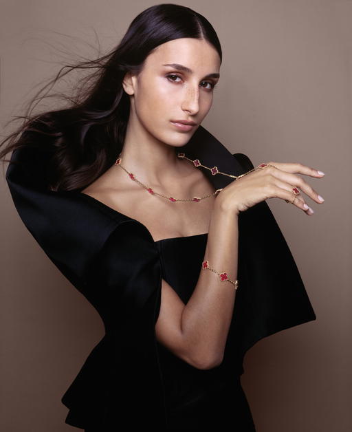 The bold, technically demanding pink enamel opens a new chapter for Van Cleef & Arpels' Alhambra collection (Credit: Van Cleef & Arpels)