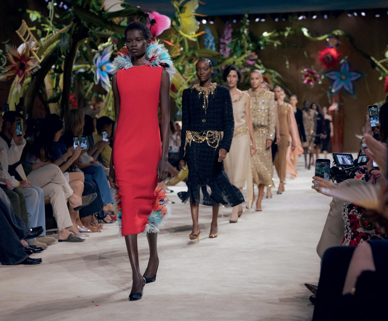 Matthieu Blazy’s collection for Chanel was inspired by fairy tales, peppered with winding vines and oversized blooms (Credit: Chanel )