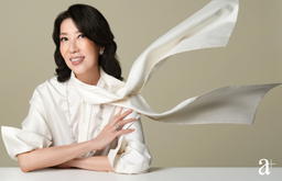 Two Butterfly earrings in white gold with diamonds, Vintage Alhambra necklace in white gold with diamonds, and Perlée ring in white gold with diamonds, all from Van Cleef & Arpels. Blouse, stylist's own (Credit: Wee Khim )