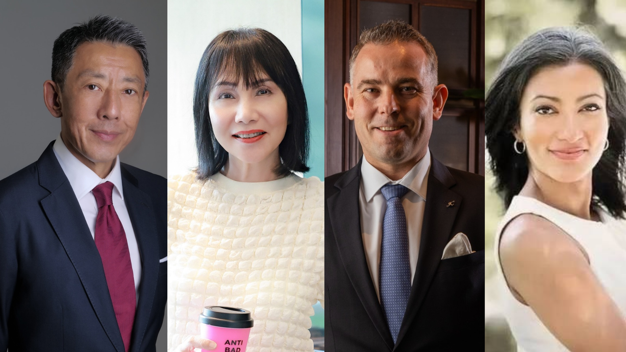 Mak Joon Nien, CEO of CIMB Singapore and Growth Markets; Cecilia Leong-Faulkner, founder of British Theatre Playhouse; Andras Biro, General Manager of The Capitol Kempinski Hotel Singapore; and Sharanjit Leyl, Chancellor, Bath Spa University (Photos: CIMB Singapore; British Theatre Playhouse; The Capitol Kempinski Hotel Singapore; Sharanjiy Leyl  )