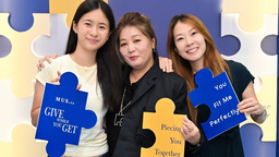 Fundraising as a family: (from left) Victoria Grace Lee, Esther Ho, and Zoie Teo (Credit: MUS Zenith Affair)