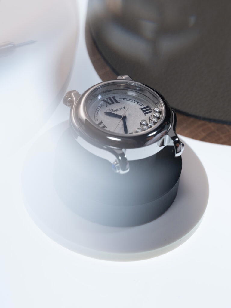 Then come the happy diamonds — five on the 26 mm, seven on the 33 mm (Credit: Chopard)